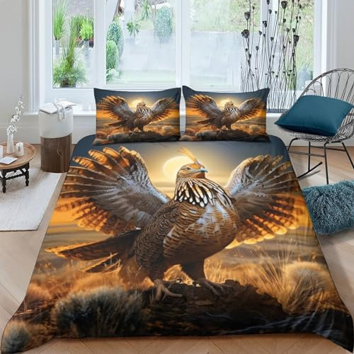 JALYKA Moorhuhn 3D Gedruckt Bettwäsche Sets 3 Teilig Bettbezug Mit Kissenbezügen Soft Microfaser Luxus Modern Mit Reißverschluss Für Erwachsene Und Kinder King(220x240cm)