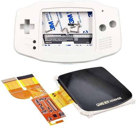 Weißes GBA spezielles Gehäuse + IPS-Display erhellen Bildschirm Mod Kit Ersatz für Gameboy Advance Handheld Spielkonsolen, DIY V3 Dot to Dot Full Cover LCD / Glas Spiegel All-in-One Assembly