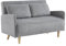 Skandinavisches 2-Sitzer-Sofa mit hellgrauem Cordbezug, Holzfüßen und verstellbarer Rückenlehne - Panam