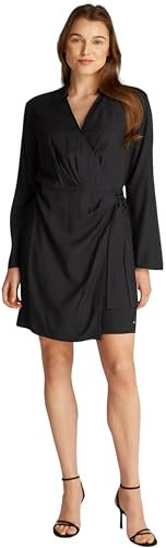 Tommy Hilfiger Robe Femme Fluid Short Robe Cache-Cœur, Noir (Black), 40