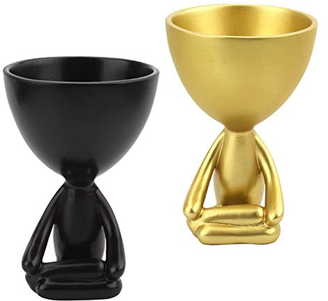 Duiaynke 2 x Pflanzgefäß, dekorative Figuren, Blumentöpfe für Garten, Schreibtisch