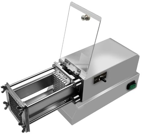 JKAVPPT Tagliapatatine Professionale da 200 W, Taglia Patate Elettrico in Acciaio Inossidabile, con Lame da 8 mm for Uso Commerciale, Domestico e Cetrioli, Carote, Patate Dolci, Argentato