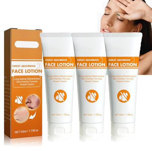 3 Stück Gesichts Antitranspirant, Anti-Schweiß für das Gesicht, Anti-Schweiß für Gesicht, Stirn und Kopfhaut und fettige Gesichtskontrolle, Sweat Absorbing Face Lotion, 50ml