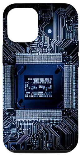 Placa base Microchip Circuit IT Ordenador Fondo Azul Carcasa para iPhone 13 Pro
