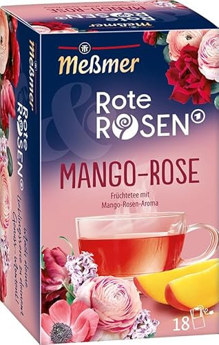 Meßmer & Rote Rosen Mango-Rose | Fruchtig süß-blumiger Geschmack | Limited Edition | 18 Teebeutel | Vegan | Laktosefrei | Glutenfrei | Exklusiv online erhältlich
