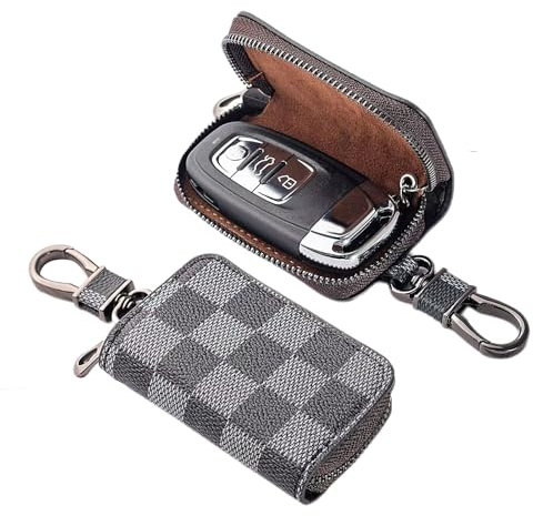 Sonwaha Portachiavi Uomo in Pelle PU, Raccoglitore Chiave Cassa Cerniera Portafoglio Stile Vintage Impermeabile