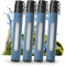Joypur Paille Filtrante Survie avec fenêtre de visualisation - Filtre eau Survie Filtre à eau potable avec 3000 L de capacité de filtration pour les urgences, etc. (Bleu * 4)