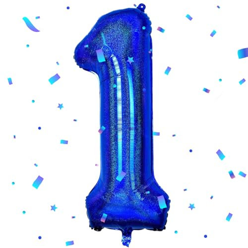 Ballon Chiffre 1,Ballons 1 an Bleu,Ballons 1 Ans Anniversaire Numero 1 Hélium Ballons,101cm Chiffre 1 Decoration Pour Garçons Filles Anniversaire Fête