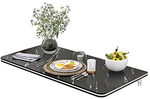 Wandmontierter Klapptisch für Schlafzimmer und Badezimmer, umweltfreundlich, Metall, zusammenklappbarer Tisch für Balkon, 30 x 90 cm, Schwarz