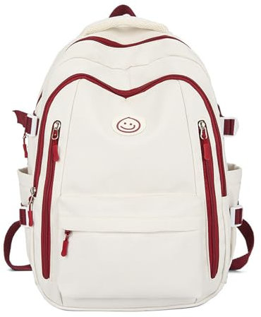QDLTGBD Cartable Sac D'école Junior Girls Grande Capacité Sac À Dos Léger Sac À Ordinateur Portable pour Étudiants Universitaires-Red