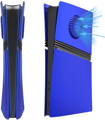for PS5 Pro Digital Edition Faceplate Cover Plates, Breathable Replacement Skin Case Custom ABS Side Shell for PS5 Pro Console Digital Version, Good Heat Dissipation Panel (Blue)