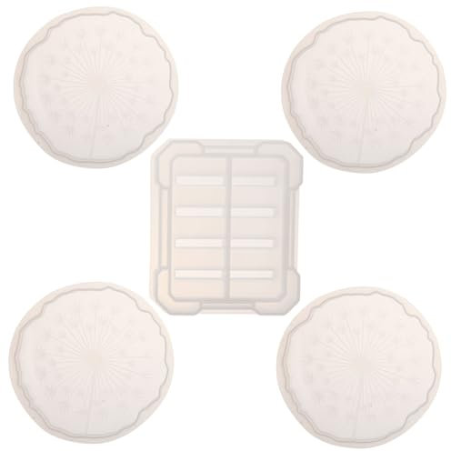 HAPINARY Diy Harz Epoxy Form Für Untersetzer Mit Löwenzahnmuster Tassenmatten-gussform Von Casting Mold Für Heimdekorationsprojekte Bastelform Mit Kristall-effekt