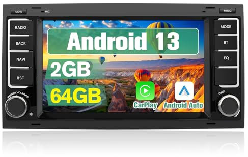Hexinex Android 13.0 [2GB+64GB] Radio Coche con Pantalla Táctil de 7 Pulgadas para VW Touareg/Transporter T5 Multivan, Admite CarPlay/Android Auto Inalámbrico/MirrorLink/WiFi/FM/Bluetooth