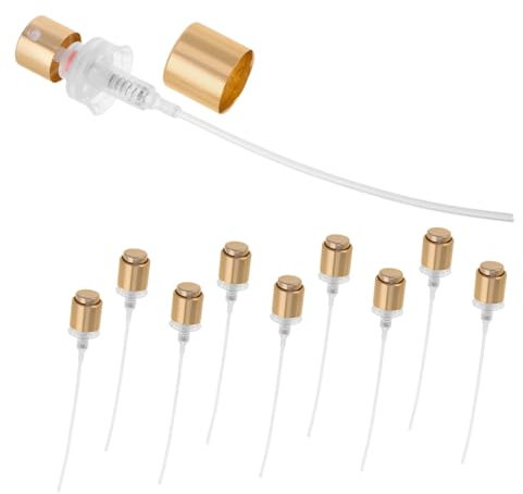 TOVINANNA 10pcs Perfume Bottle Nozzle Perfume Spray Pump Head Replacement Conditioner Bottle Nozzle Replacement Spray Bottle Nozzle Perfume Spray Head Perfume Mist Sprayer Golden Plastic