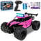 Joellfuner Coche Teledirigido para Niños, 2.4Ghz 1:16 Carro telecomandado con Cuatro Colores luz LED, 2WD 20KM/H Offroad Monster RC Truck con Marchas Altas y Bajas, RC Coche para de 3+ años (Rosa)