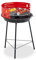 Relaxdays Barbecue Charbon de Bois tripode, Ø 42 cm, Grill Rond sur 3 Pieds, Protection Contre Le Vent, Noir/Rouge