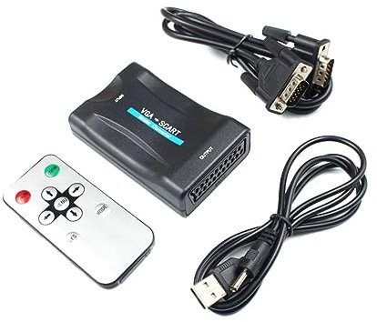 NUOBESTY Vga zu Scart Adapter Video Signalwandler für Ntsc Pal Kompakt Tragbar für Online Spiele Tv Kein Treiber Erforderlich