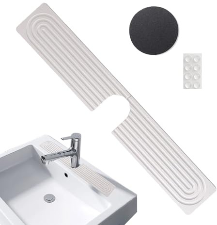 Küchenarmatur-Matte | Schutz aus Kieselstein für Spülbecken, auslaufsicher, super saugfähig, spritzwassergeschützt, schnell trocknend, für Bad, Hotel, Wohnung