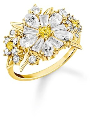 THOMAS SABO Schöner Gänseblümchen-Cocktailring in Gold, Größe 54