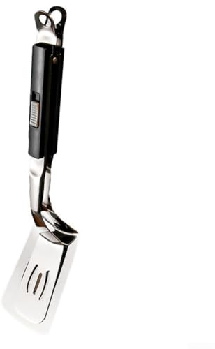 Pince à barbecue en acier inoxydable avec pince coulissante, pour retourner la viande, servir de la salade, etc. (Noir)