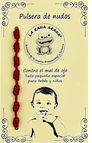 LA RANA ARANA - Bracciale 7 nodi per bambini rosso - Filo rosso protezione energia negativa - Contro il malocchio - Amuleto per buona fortuna - Taglia piccola