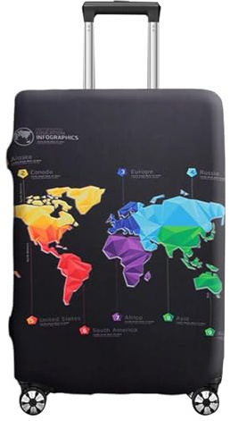 Werownsgso Kofferhülle Schutzhülle Kofferschutzhülle Elastisch Schutzhülle mit Weltkarte Muster Staubdicht Waschbarer Suitcase Cover für Reisen Luggage Protector (XL(29-32Inch)