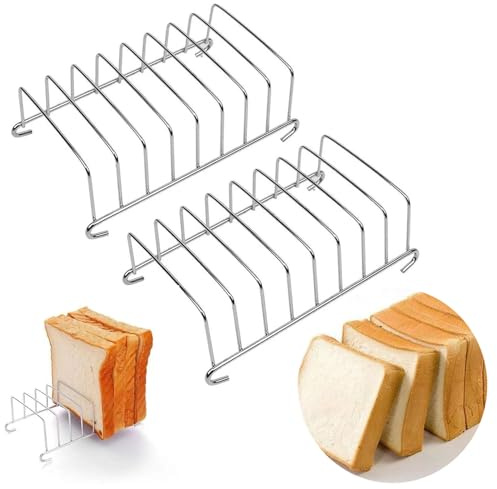 Yuannee Toast Rack,2PCS Stainless Steel Plated 8 Slice Breads Rack Toast Holder Bread Loaf Slice Rack Holder Rectangle Air Fryer Accessories for Kitchen Bakery DIY Handmake