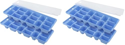FACKELMANN Eiswürfelformer 2-TLG, mit Deckel, Kunststoff, Blau/Transparent (Packung mit 2)