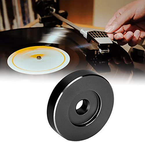 Ticfox Adaptador de Tocadiscos 45 RPM para Discos de 7 Pulgadas, Adaptador de Aluminio con Agujeros Grandes y Pinza, Reproducción Estable para Discos de Vinilo con Orificios Grandes (Negro)