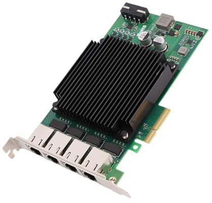 Jectse 4 Port PoE PCIe Network Card, I226 Main Control Chip, 2.5G Gigabit Ethernet Card, Efficient Heat Dissipation, Low Latency, with Full and Half Height Bracket