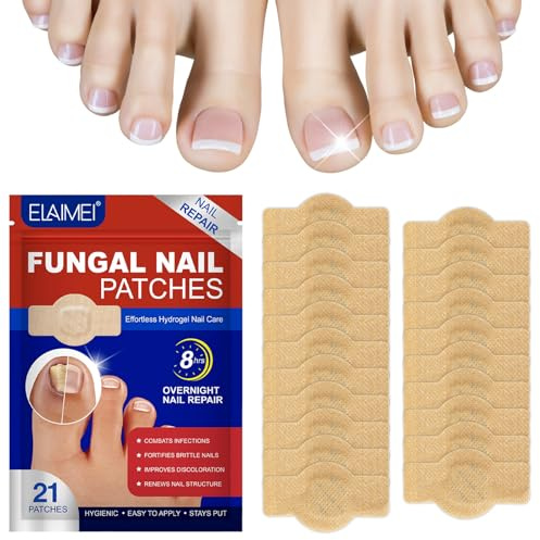 21 parches para hongos en las uñas, tratamiento para hongos en las uñas de los pies, apósitos para uñas, reparación extrafuerte de 8 horas, eficaz contra infecciones por hongos