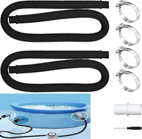 2 Piezas Manguera de Bomba de Piscina,Manguera Piscina 32mm,Manguera de Repuesto para Piscina,Piscina Manguera de Repuesto,Manguera de Filtro de Piscina con 4 Abrazaderas de Metal (Negro)