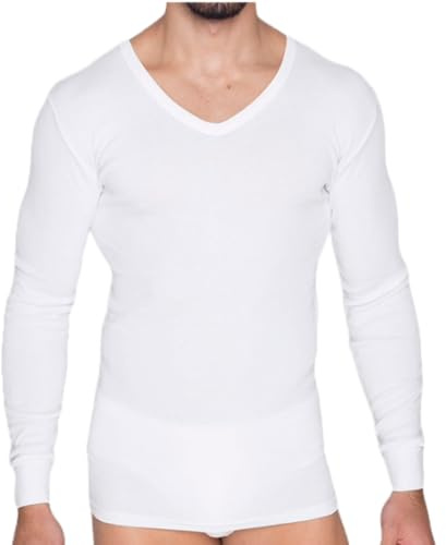 FERRYS 5284 Camiseta Manga Larga Cuello Pico Hombre | 100% Algodón Peinado, Básica, Fabricado en España