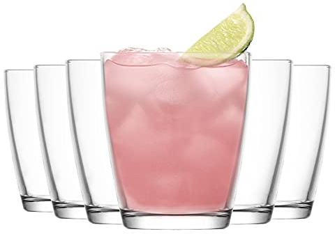 LAV 6x Clear 340ml Vega Tumbler Glasses - Stemless Kitchen Water Whiskey Wine Gin Juice Cocktail Drinking Glass Set