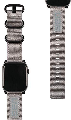 Urban Armor Gear Nato Armband für Apple Watch 38mm / 40mm (Watch SE, Series 6 / 5 / 4 / 3 / 2 / 1, Ersatzarmband aus Nylon) Grau