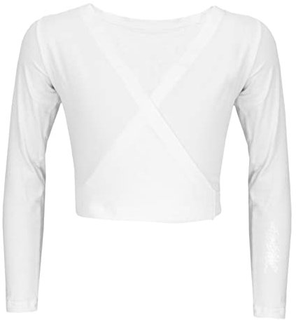 Aquarti Mädchen Ballett Bolero Wickeljacke Langarm, Farbe: Weiß, Größe: 134