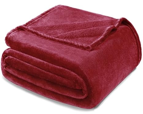 Exclusivo Mezcla Kuscheldecke Fleecedecke 230 x 270 cm Decke Tagesdecke | für Bett und Couch, Superweich, Warm, Wohndecke, Bettüberwurf, Ganzjahreszeit, Plüsch, Leicht, Weinrot