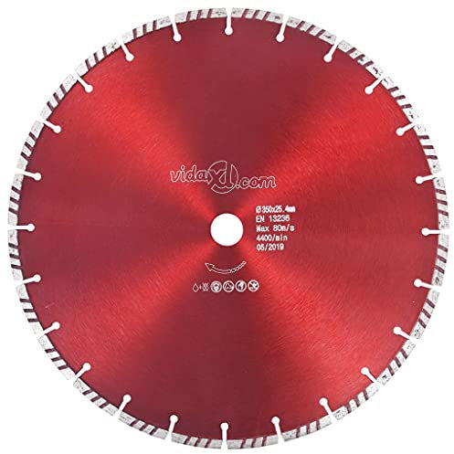 vidaXL Disco de Corte de Diamante con Turbo Amoladora Hoja de Sierra para Hormigón Armado Piedra Natural Ladrillo Granito Corte Acero 350 mm