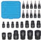 Juego de 24 llaves de vaso externas Torx hembra E-Torx | 10 puntas de estrella (T8-T40) y 14 llaves hembra E-Torx (E4-E24) 1/4 pulgadas 3/8 pulgadas 1/2 pulgadas | CRV | Mini caja de almacenamiento