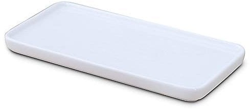 Ceramic Vanity Tray White Rectangle, Bathtub Tray Bathroom Organizer, Cosmetics Holder for Tissue Candle Towel Plant Jewelry Ring Dish Dresser Perfume Shampoo (Small, 1 Pack)