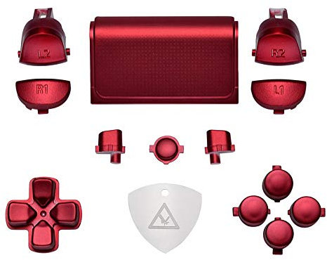 eXtremeRate Ersatz Knöpfe kompatibel mit ps4 Controller, Ersatzteile D-Pad/R1 L1 R2 L2 Trigger Tasten/Aktionstasten/Share/Option/Touchpad Buttons Set für ps4 Pro Slim CUH-ZCT2 Controller-Rot