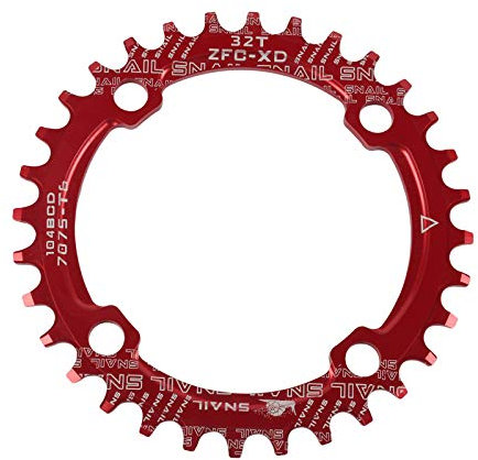 Newgoal Bicicleta Narrow Wide Plato 104 BCD Forma Redonda Sola Cadena Anillo Dientes，32 Dientes / 34 Dientes / 36 Dientes piñón único de Bicicleta, Rojo 32 Dientes