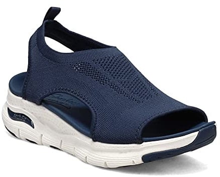 Skechers Arch Fit City Catch, Sandali Punta Aperta Donna, Blu (Navy), 37 EU
