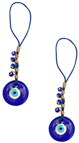 NUOBESTY 2 Stück Blaue Augen Schlüsselanhänger türkisches amulett Anhänger Böser Blick Schlüsselbund Eid Mubarak Blaue Augen Keychain Charm Evil Eye Glück Dekoration Taschen Rucksack Deko