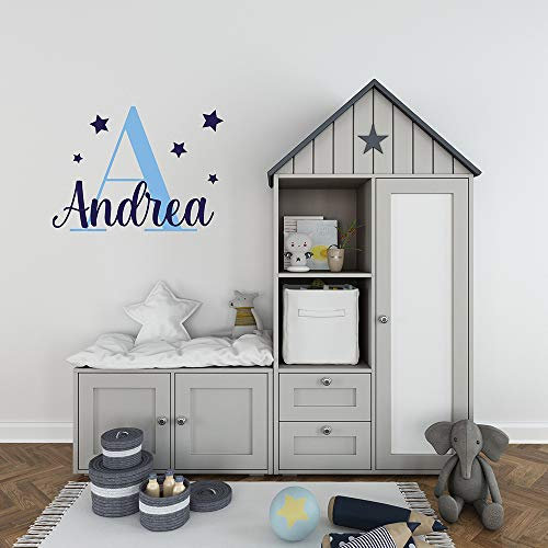Stickers Adesivi murali per bambini - Nome Bambino/a - Decorazione parete, adesivi per muro, personalizzato (55x30cm)