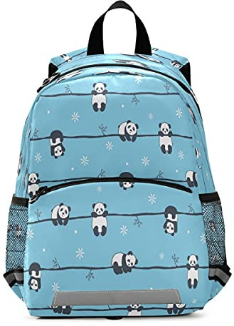 Kinder-Rucksack mit süßem Panda auf blauem Kindergarten-Schulranzen für Kleinkinder, Mädchen und Jungen