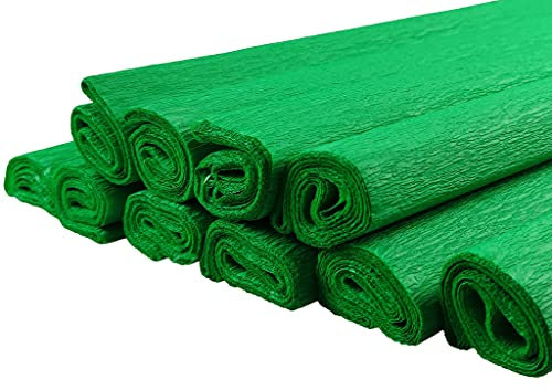 Netuno 10 Rollen Krepp-Papier Grün 200 x 50 cm Bastelpapier Krepppapier zum Basteln grünes Krepppapier Bastelkrepp Grüntöne deko krepp Rollen bunt crepe paper green