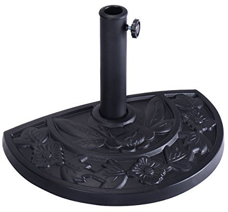 COSTWAY Pied de Parasol en Résine avec Motif Exquis, Base de Parasol pour Mât de Parapluie φ38mm ou φ48mm, Convient pour Balcon, Jardin, Plage, Bronze (Φ500xH330mm)