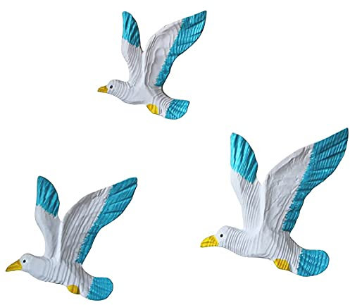 Maritime Dekoration Wand, 3 Pcs Beach Deko Holz, Möwe Holz Deko Maritim, Hängedeko Ornamente, Wandbehang Mediterran, Möwen Vögel Wandbehang Nautischen für Schlafzimmer Wohnzimmer Büro Badezimmer