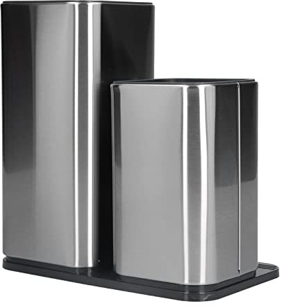 Portacuchillos, Bloque de Cuchillos Universal 2 en 1 Sin Cuchillos, Moderno Porta Utensilios de Acero Inoxidable, Organizador de Cuchillos Multifunción para Cocina del Hogar, con Capacidad para 12Pcs